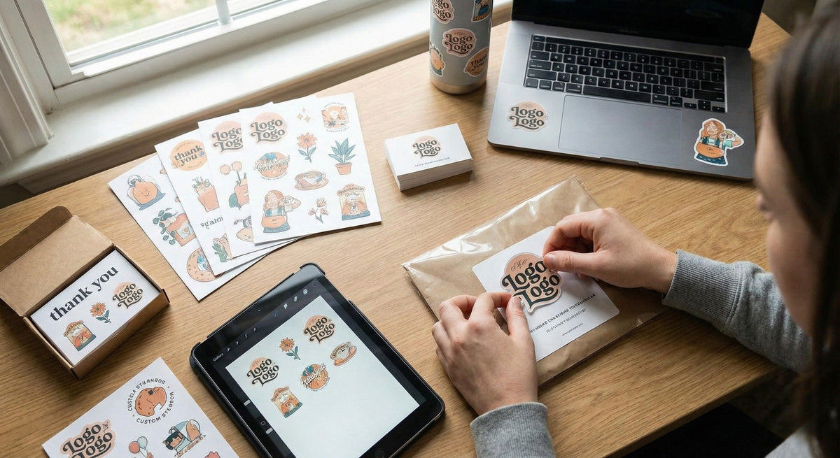 Sticker als Branding auf einem Produkt