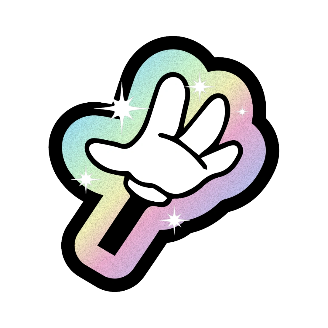 estanzter Glitzer-Sticker in individueller Logo-Form mit funkelndem Effekt