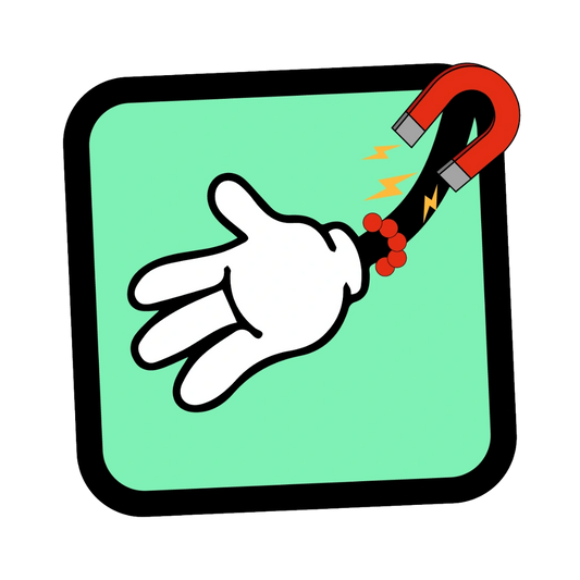 Ein Glow-Fotomagnet mit runden Ecken, bedruckt mit einem Symbol. Wirkt im Dunkeln wie ein leuchtendes App-Icon.