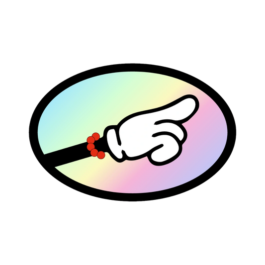 Ovaler Hologramm-Aufkleber auf einer Cremdose schimmert in Regenbogenfarben