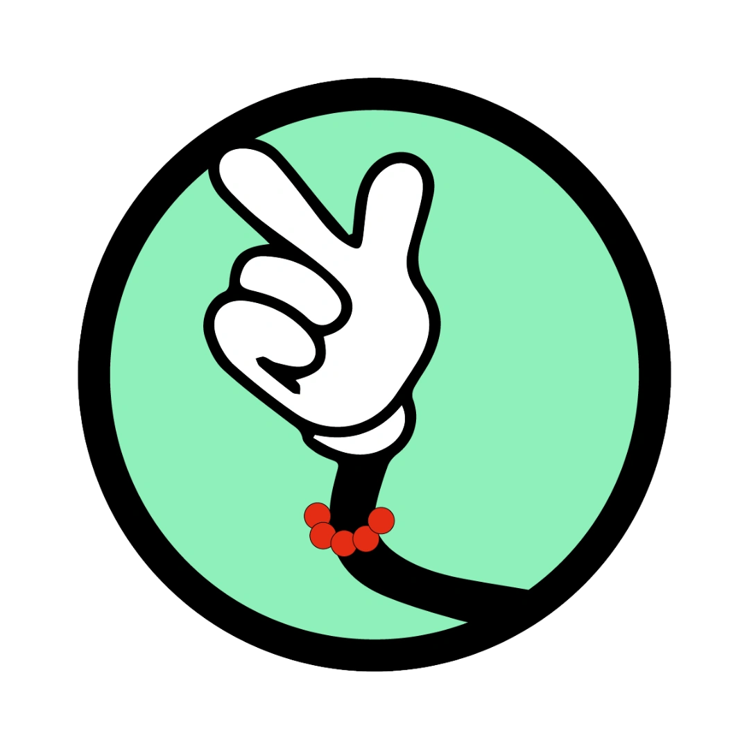 Runder Glow-Sticker mit Aufschrift leuchtet neongrün im Dunkeln