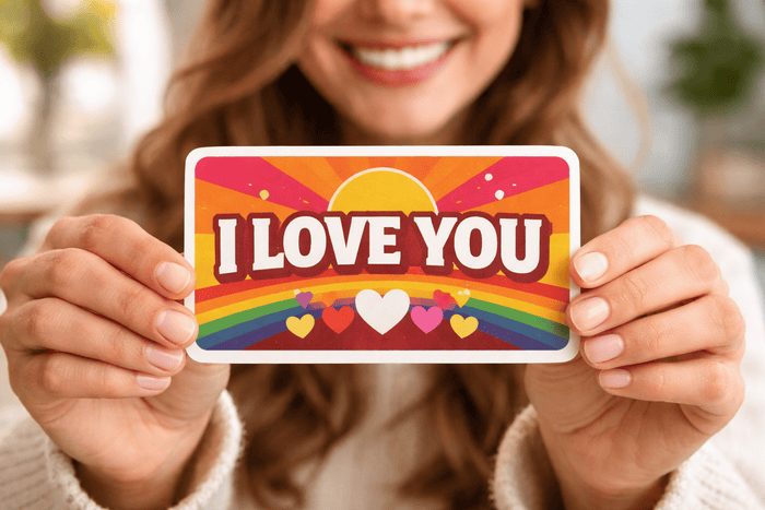 Runde Hologramm-Sticker auf Tisch