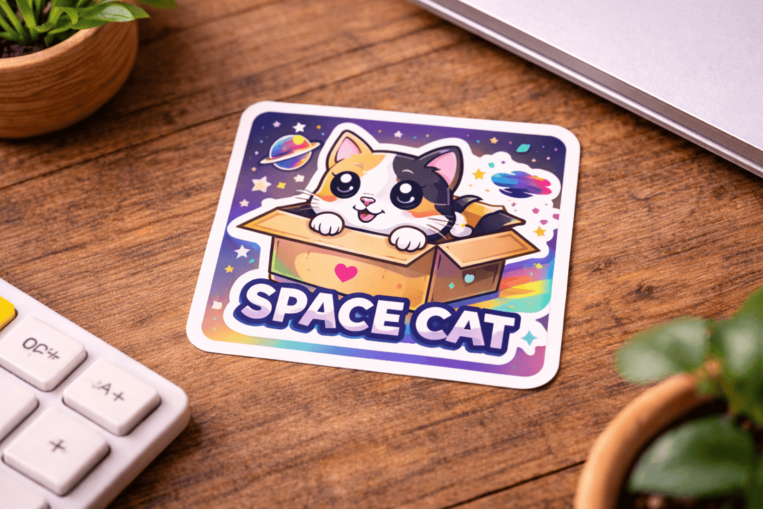 Holografische Sticker in der Hand