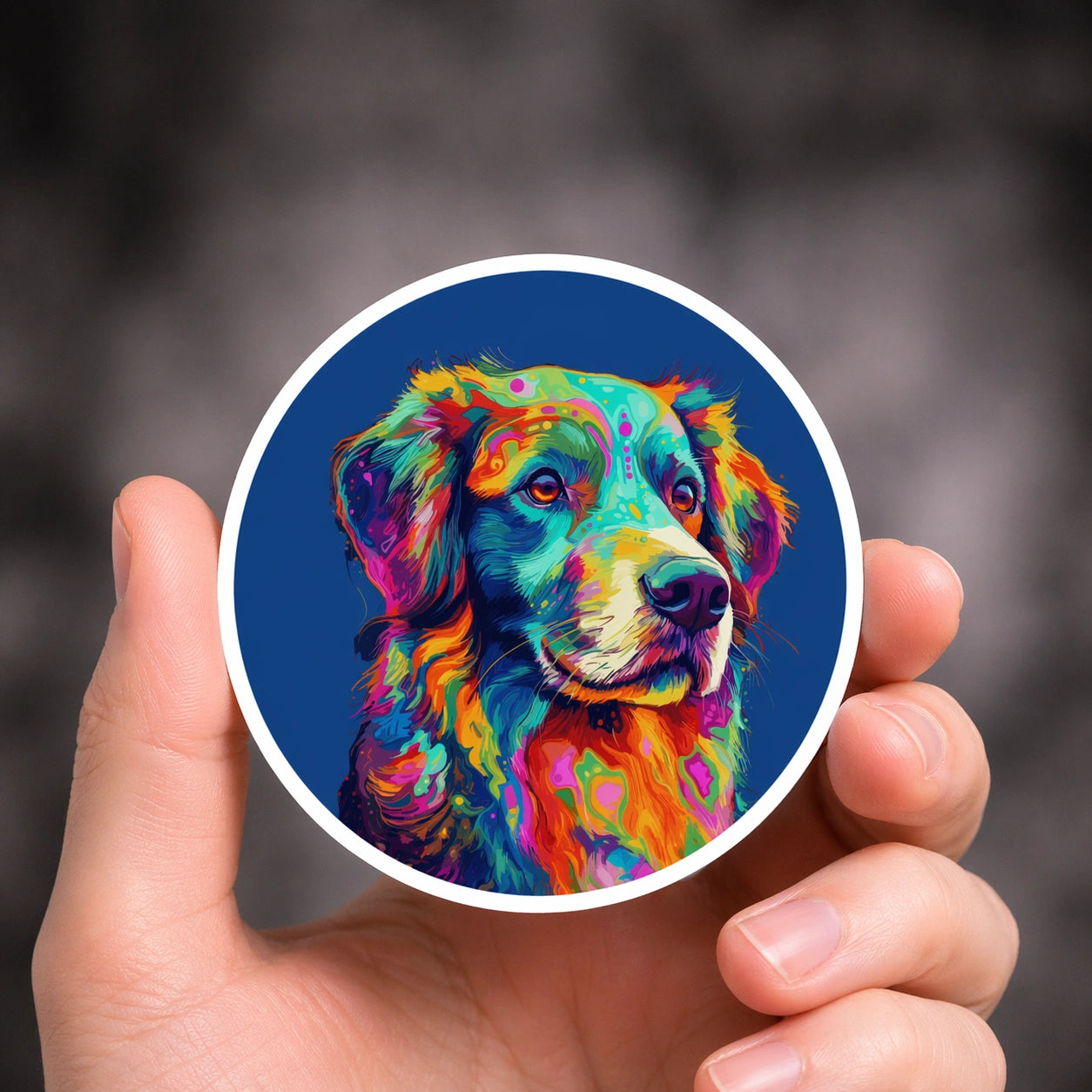 Bunter Hund Sticker im modernen Pop-Art Design