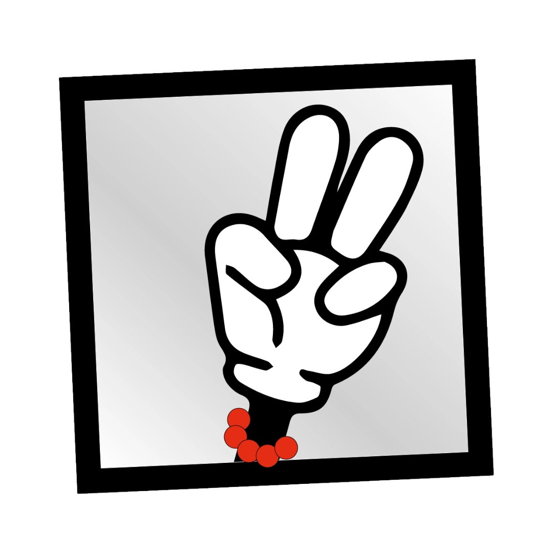 Ein quadratischer transparenter Sticker klebt auf einer weißen Produktverpackung und zeigt ein modernes schwarzes Logo ohne weißen Hintergrund.